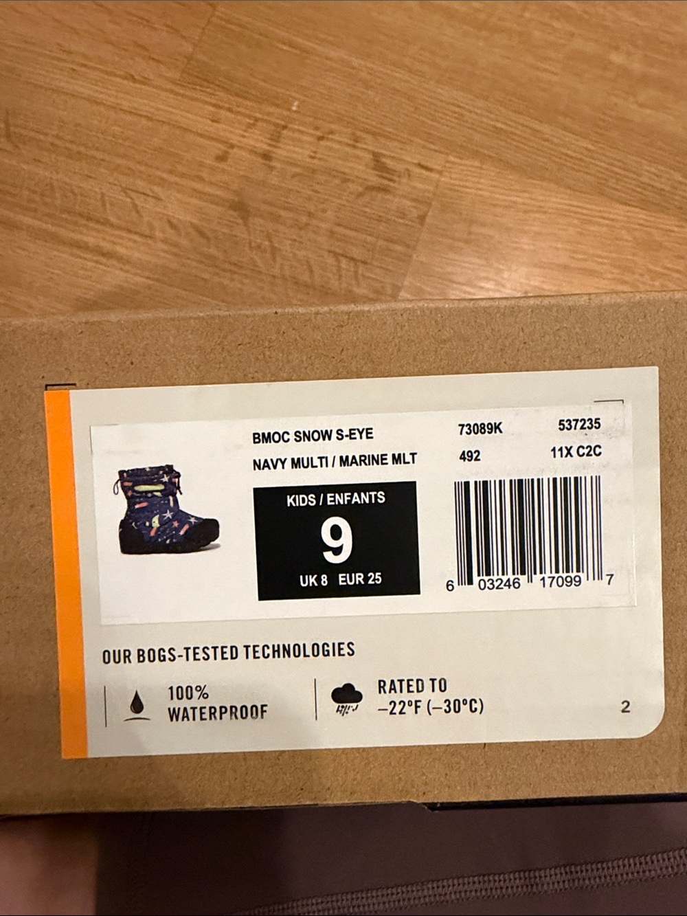 Bogs Kids Space Print Snow Boot - Navy with Green & Orange Accents - Picture 7 of 7